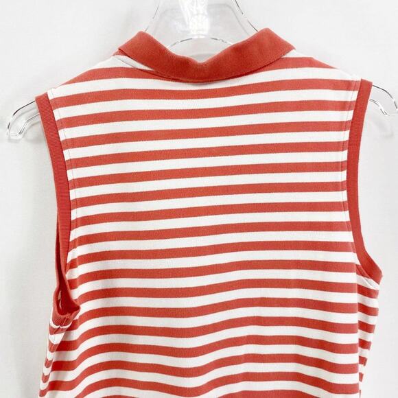 TOMMY HILFIGER Orange White Collared Sleeveless Blouse - Picture 6 of 9